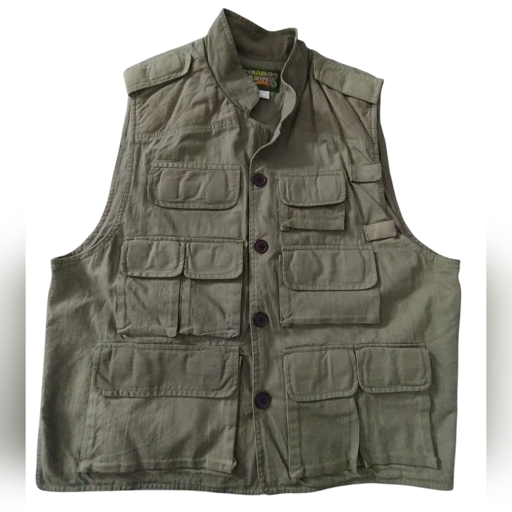 Vintage Ozark Wilderness Outfitters Outdoor Utility Pocket Vest size L Adventure